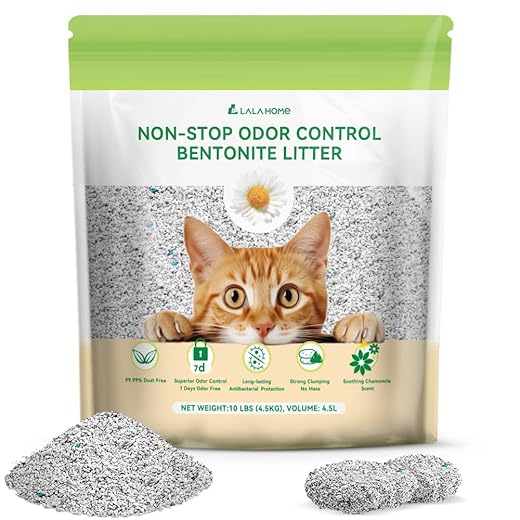 Bentonite Litter Sodium Mineral Cat Litter Clumping, Odor Control Kitty Litter for Self Cleaning Box & Automatic Litter Box, Dust Free, Strong Durability, 10 lb