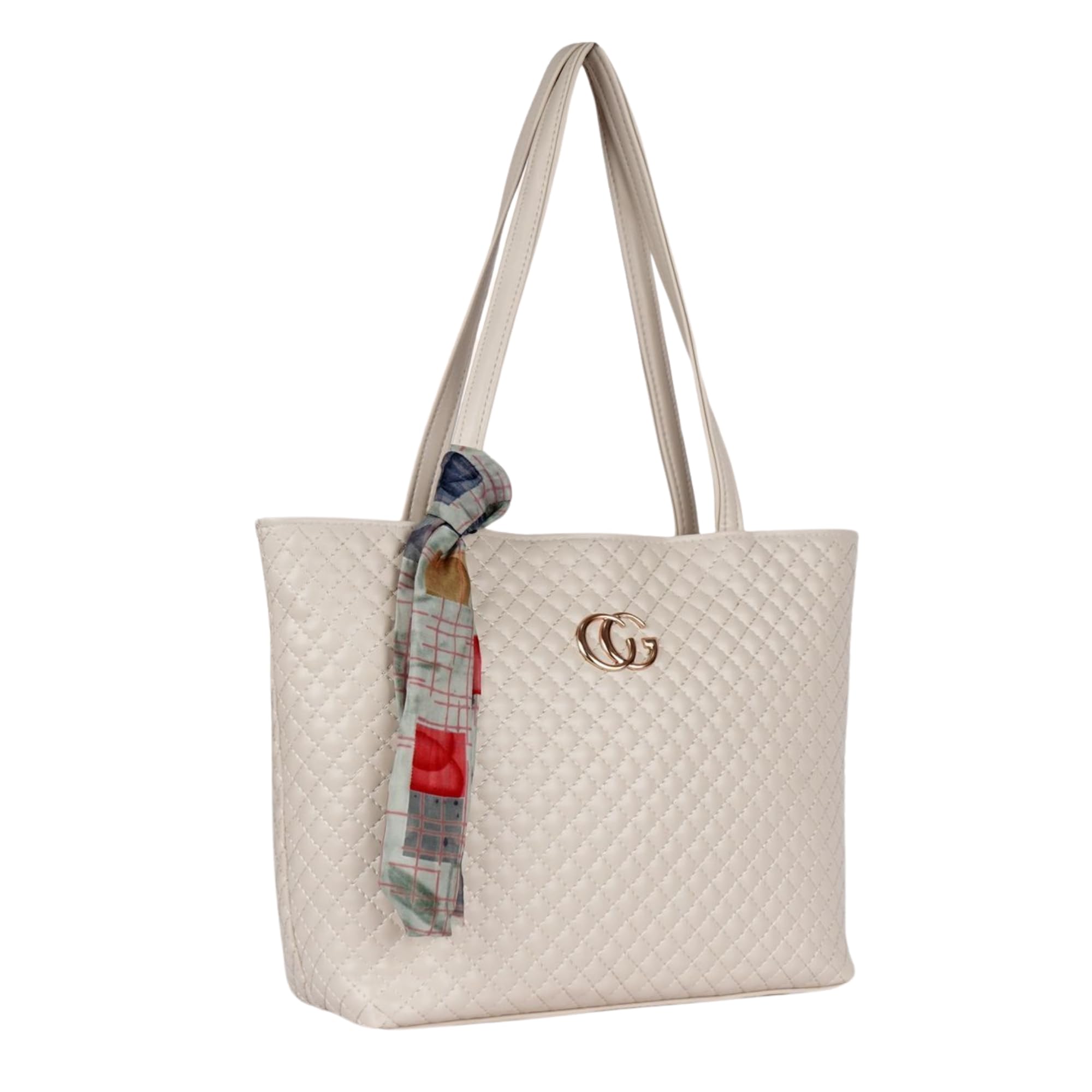 Stylish Women’s White Handbag | PU Leather Tote Bag with Zip Closure | Spacious Shoulder Bag with Multiple Compartments (AZCG4321 OFF WHITE)-image-8