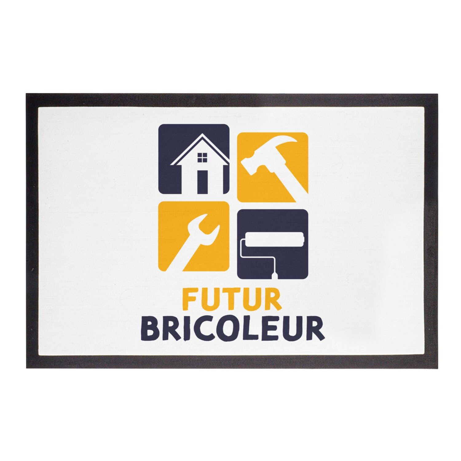 Paillasson Blanc Futur Bricoleur 75x50 cm idéal pour une entrée de maison