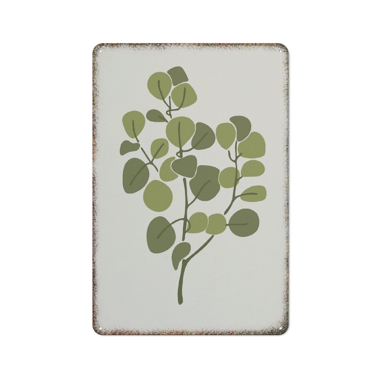 Eucalyptus Leaf Botanical Wall Print Retro Metal Art Poster Fashionable Humorous Style Wall Decor for Living Room Farmhouse Fence House 8x12 Inch