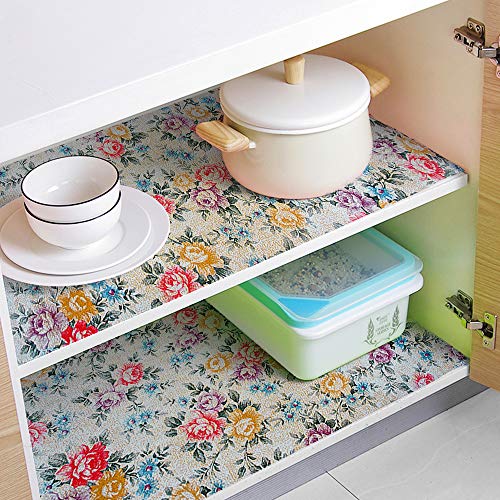 Yazi Floral Contact Paper Shelf Liner Self-Adhesive Decorate Drawer Contact Paper Decorative,17X78 Inches,Vintage Peony #TOP6