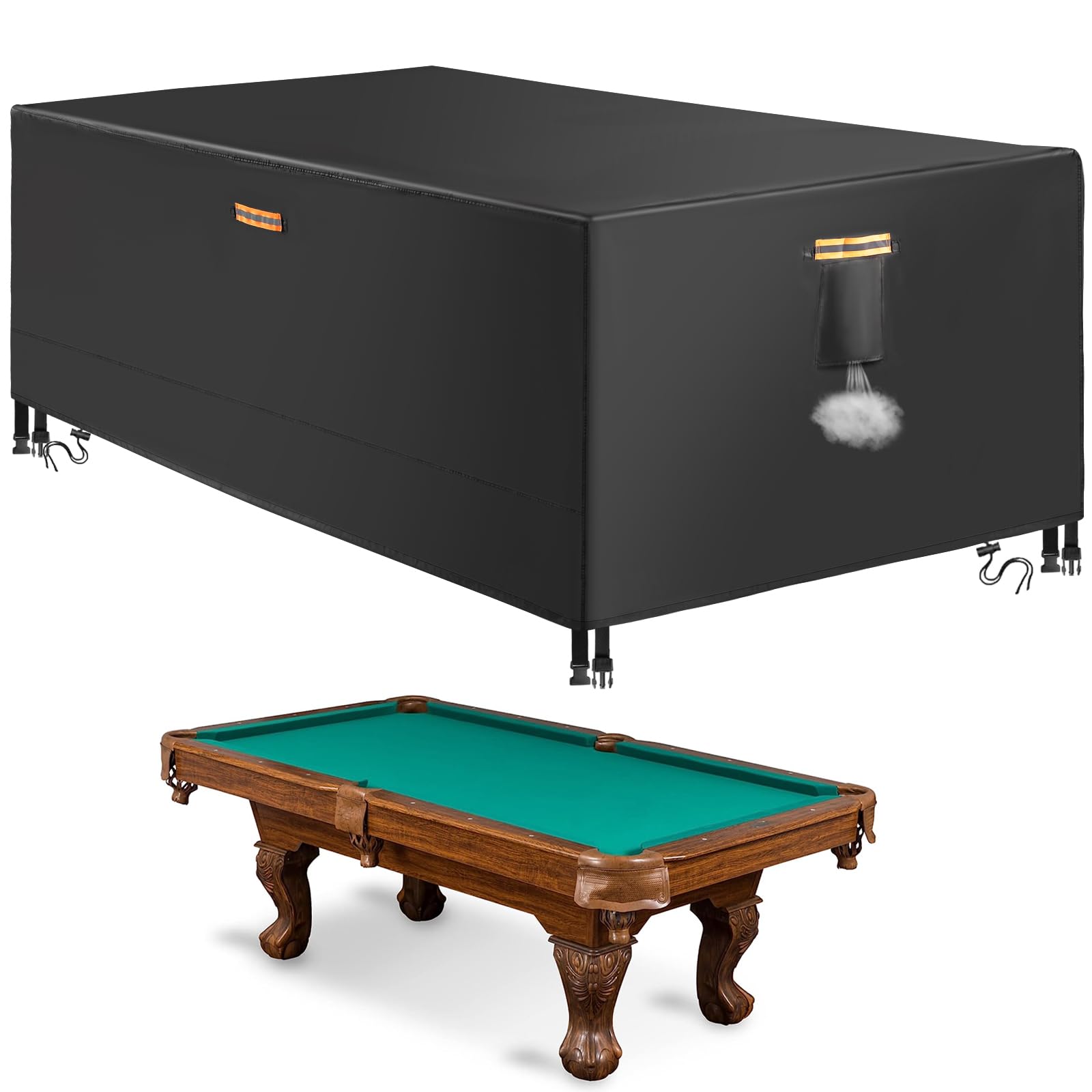 8ft Pooltisch Abdeckung, Billiard Tisch 420D Oxford Outdoor Snooker Billardtisch, staubdicht winddicht UV-Schutz, geeignet für Pooltisch，Gartenmöbelabdeckung