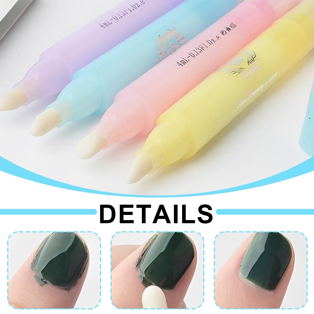 EIHI 4 Pezzi Penna Correttore Smalto con 12 Punte di Ricambio Rimozione Smalto per Unghie Senza Solvente, Nail Remover Correzione Pen, Pennello Correggi Smalto per Unghie