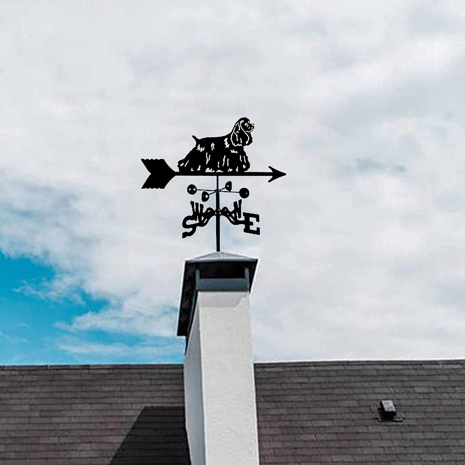 Garden Weather Vane Cocker Spaniel Dog Direction Indicator Stainless Steel Weathervane Measuring ToolEasy To Assemble For Outdoor Bracket Decor Craft