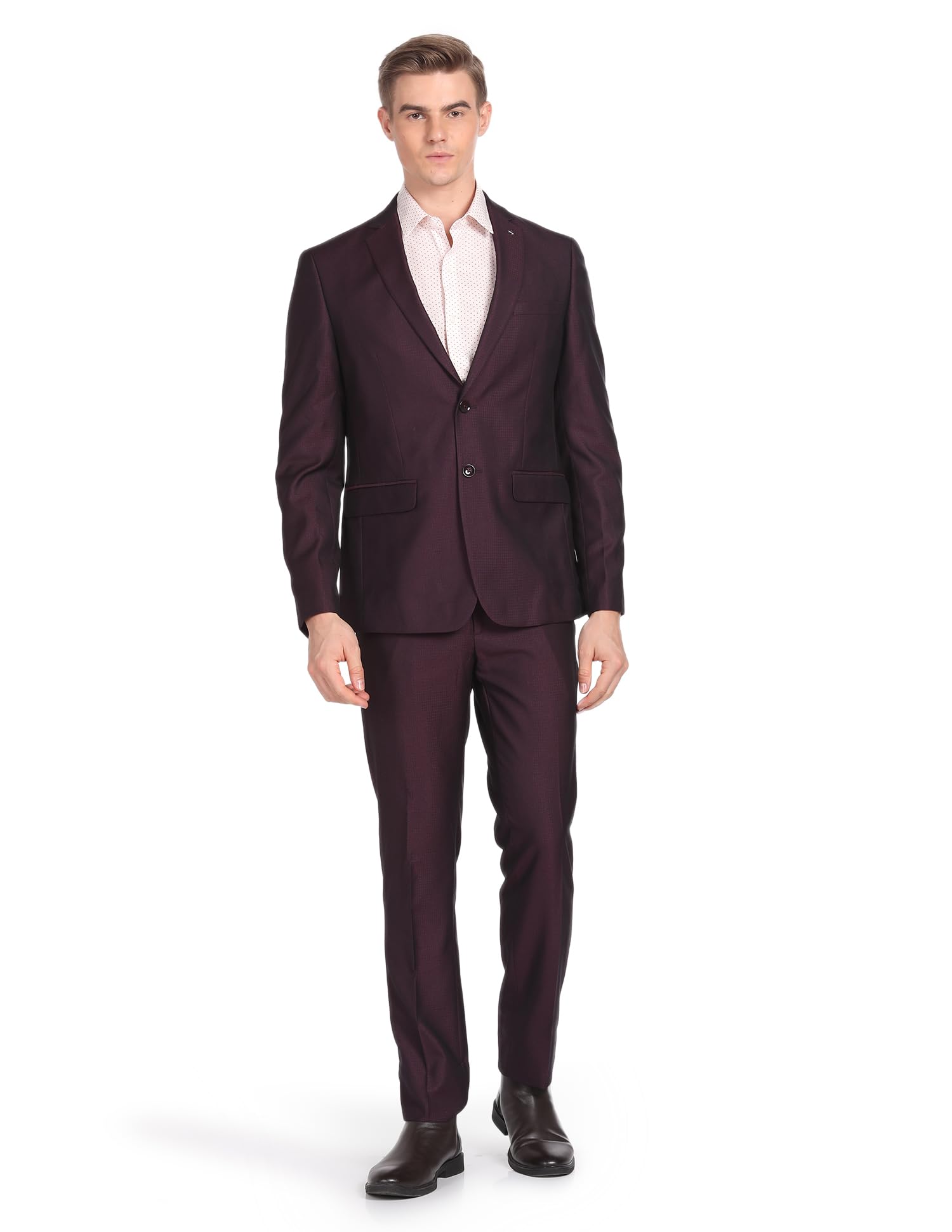 Men's Polyester Double Breasted Business Suit Pants Set