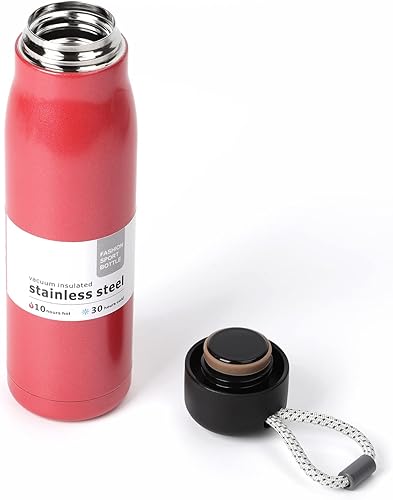 Miniatura 5 de Dusgut - Botella de agua pequeña, botella de agua aislada de acero inoxidable, tapa portátil de boca ancha, 17 onzas, rojo