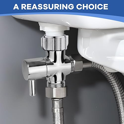 Miniatura 7 de Carvedexquisitely Adaptador en T con válvula de cierre, adaptador en T de 3 vías de latón de metal para espray de bidé de inodoro de mano, 78 "x 78"