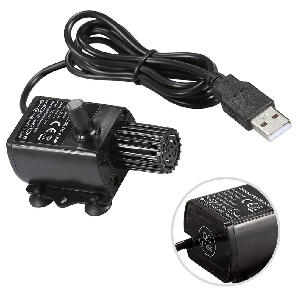 Vibsky DC5V USB Aquarium Pump Quiet 150LH Submersible for Water Circulation Pump with Filter Fish for Tank Desktop