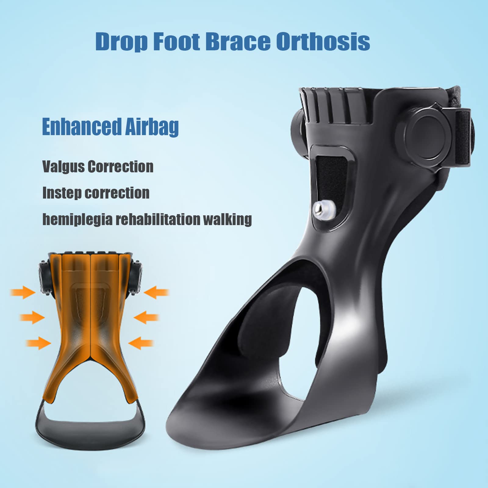 orteza stawu skokowego i stopy, Orteza AFO Foot-Up Light Balance Drop Foot Brace na opadającą stopę stawu skokowego dla mężczyzn i kobiet, B/prawa, S, A/lewa-S(B/Left,XL)