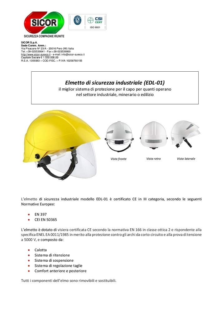 Casco de protección con visera Sicor profesional, antiincendios, bosque, socorro, técnico, protección civil Covin19 EDL-01, art. 05050/010/019