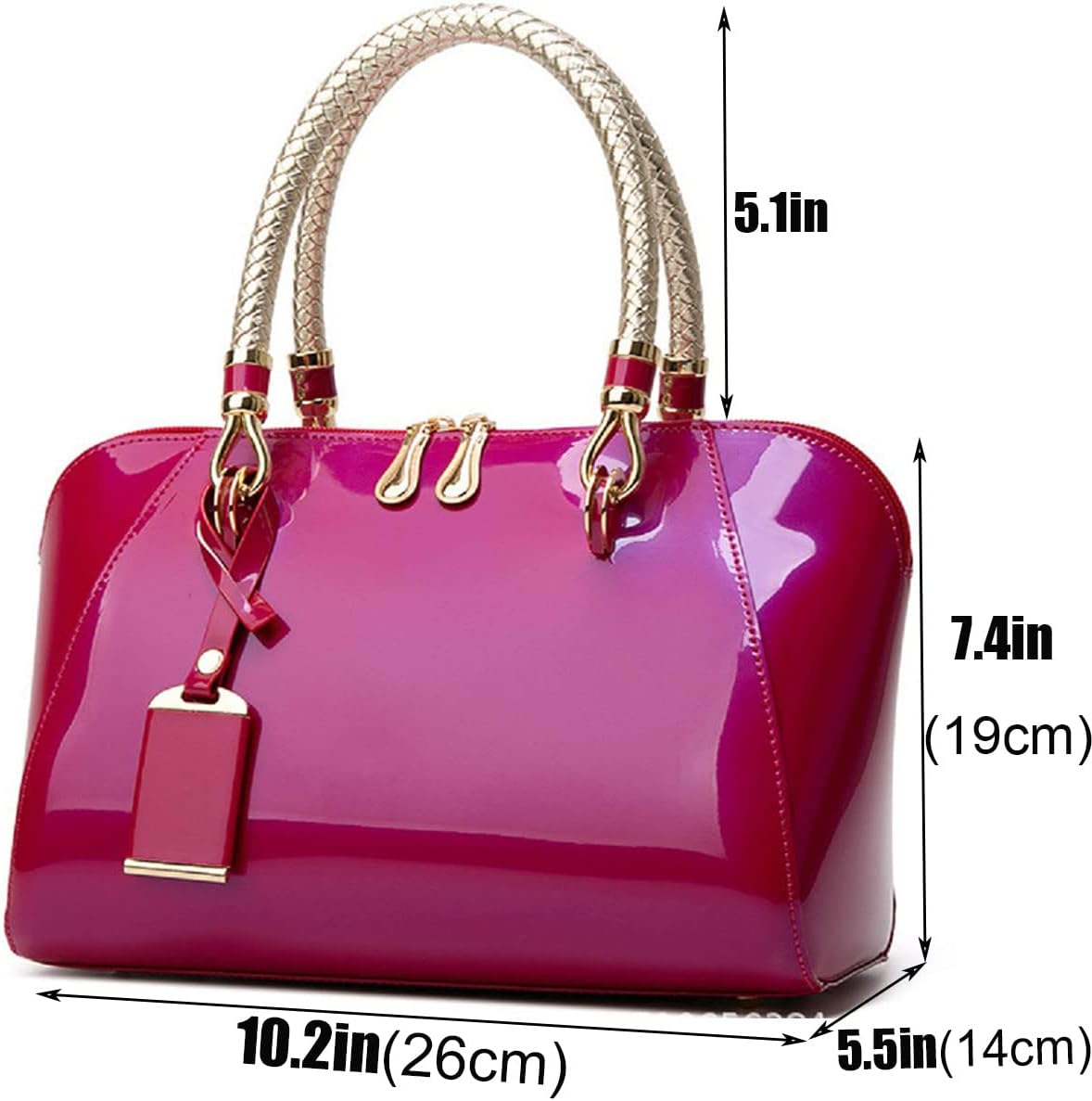 XingChen Shiny Patent Women Faux Leather Handbags Crossbody Bag Top Handle Purse Satchel Bag Shoulder Bag