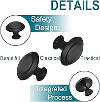 Vista 4 de 6 pomos negros para cajones de tocador, perilla moderna de 1.2 pulgadas para armarios y cajones