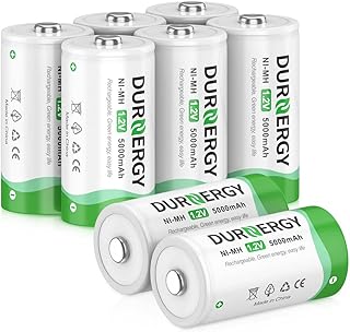 Rechargeable C Batteries 8 Pack, NiMH C Cell Batteries, 5000mAh 1.2V NiMH Rechargeable Battery, High Capacity C Size Batteries