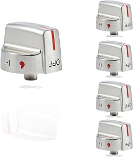 Allstare Stainless Steel 5304509064 Stove knobs Replacement for Frigidaire Stove Parts Gallery Oven Knobs 5304509929 FGGF3036TFA Frigidaire Gas Range Parts Silver Cooktop Burner Control Knobs 5 Pcs