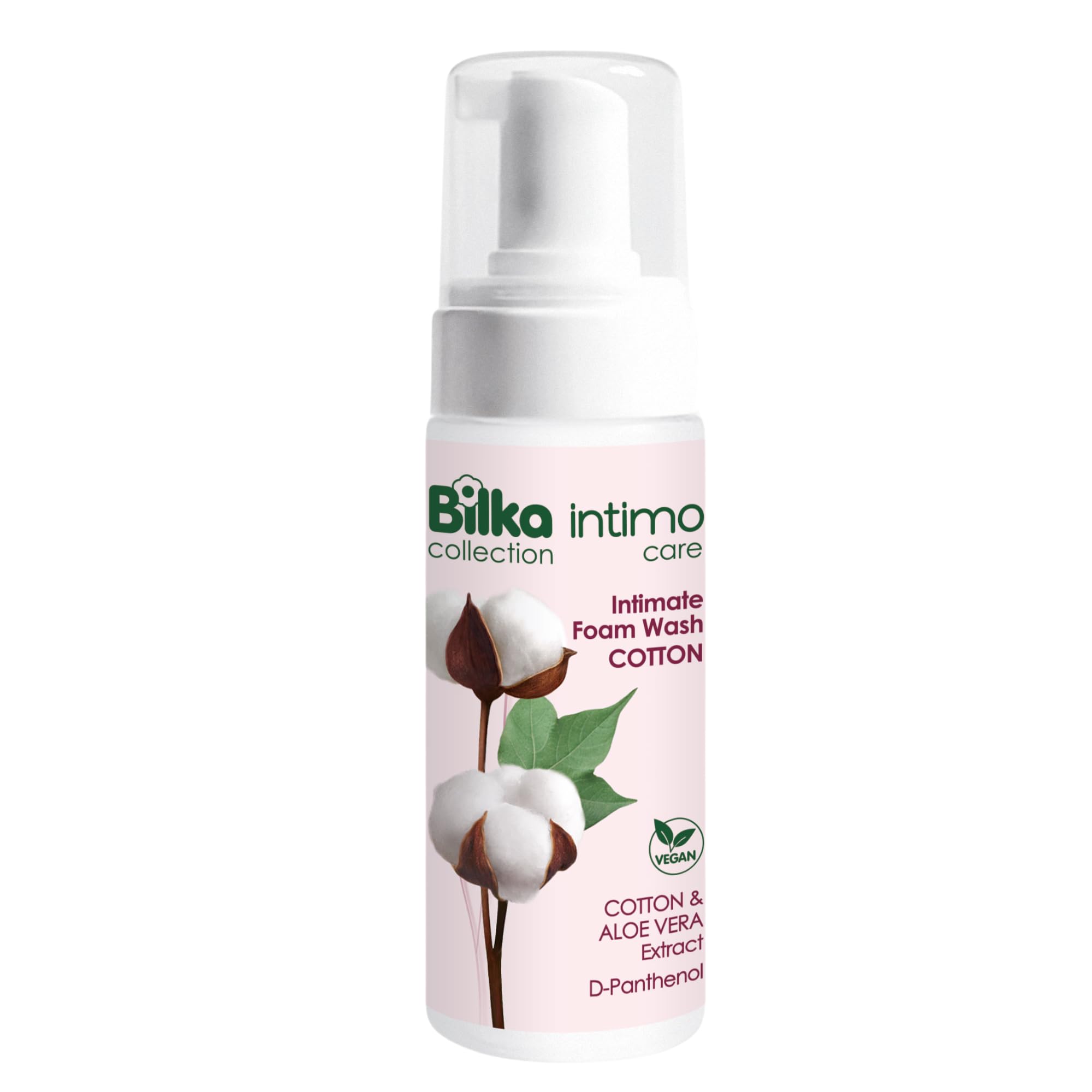 Bilka Collection Intimate Foam Wash with Cotton, Aloe Vera & D-Panthenol, Vegan, Gentle Cleansing, Daily Care, 1 x 140 ml