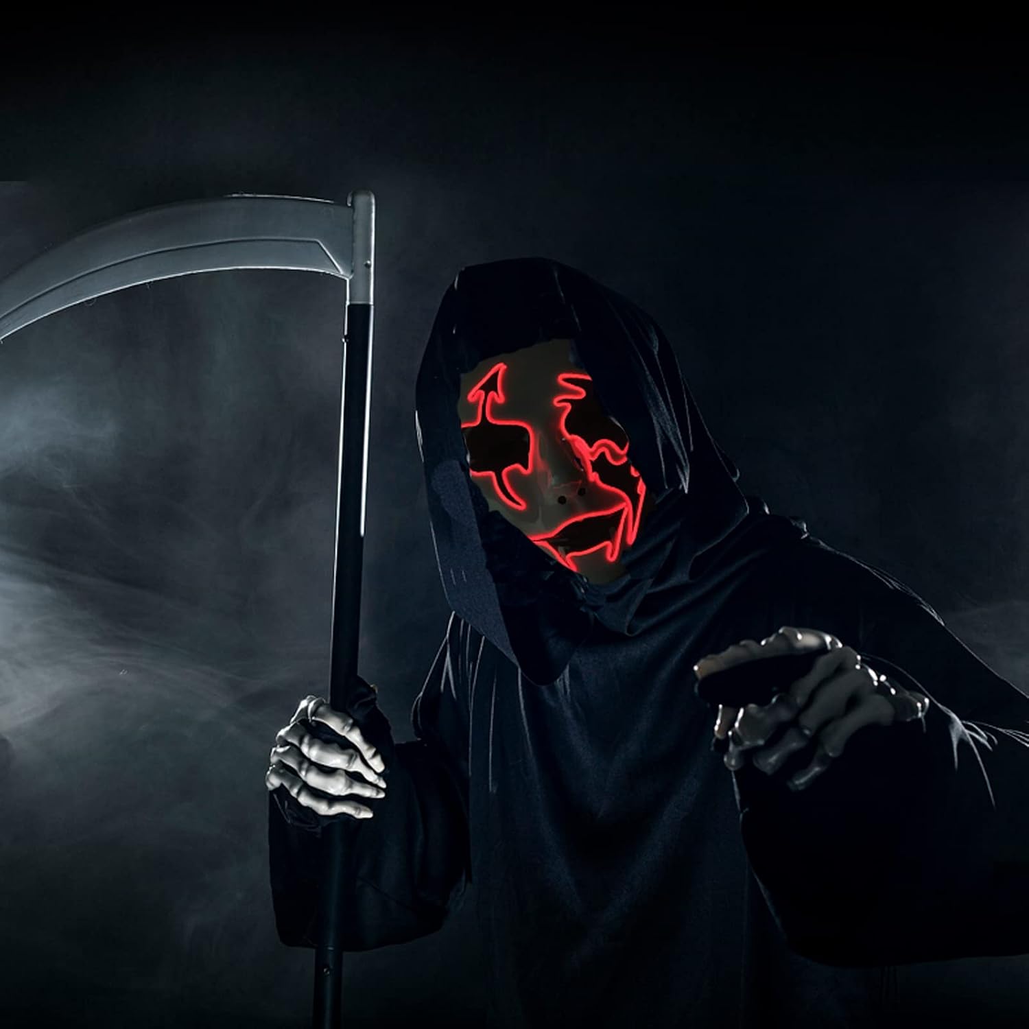 Wetufin- Halloween Purge Mask, LED Light Up, Scare, Glow EL Wire Masks for Festival Party Gifts, for Man Woman Adult