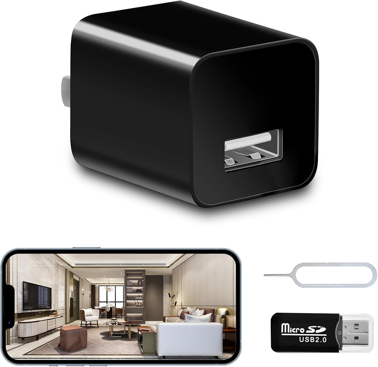 USB Charger Digicam – WiFi Small Digicam – Full HD 1080P Mini Wi-fi Nanny Cam Movement Detection with App Dwell Feed