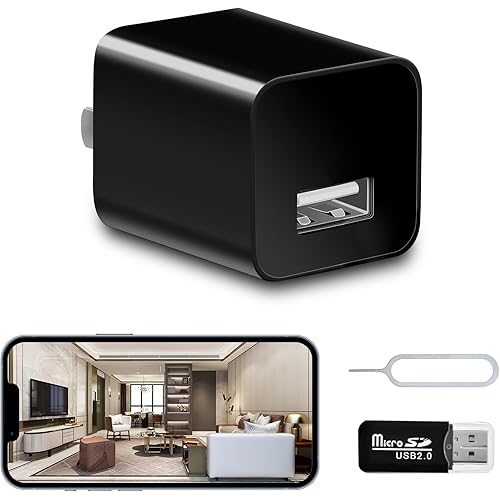 USB Charger Camera - WiFi Small Camera - Full HD 1080P Mini Wireless Nanny Cam Motion Detection with App Live Feed