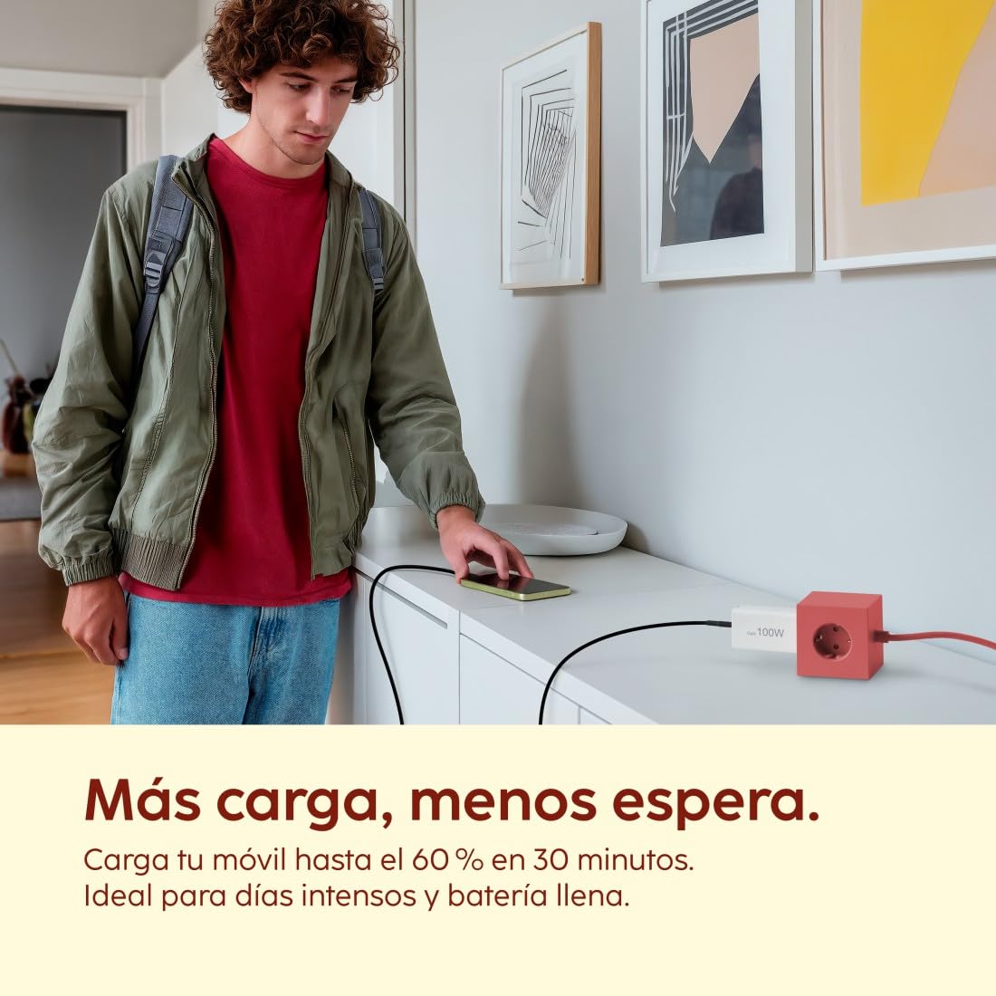 Hama | Cargador Rápido GaN 100 W USB-C PD QC 3.0 Blanco | Carga rápida de hasta 100 W con tecnología GaN, compatible con iPhone, Samsung, MacBook y más, Blanco