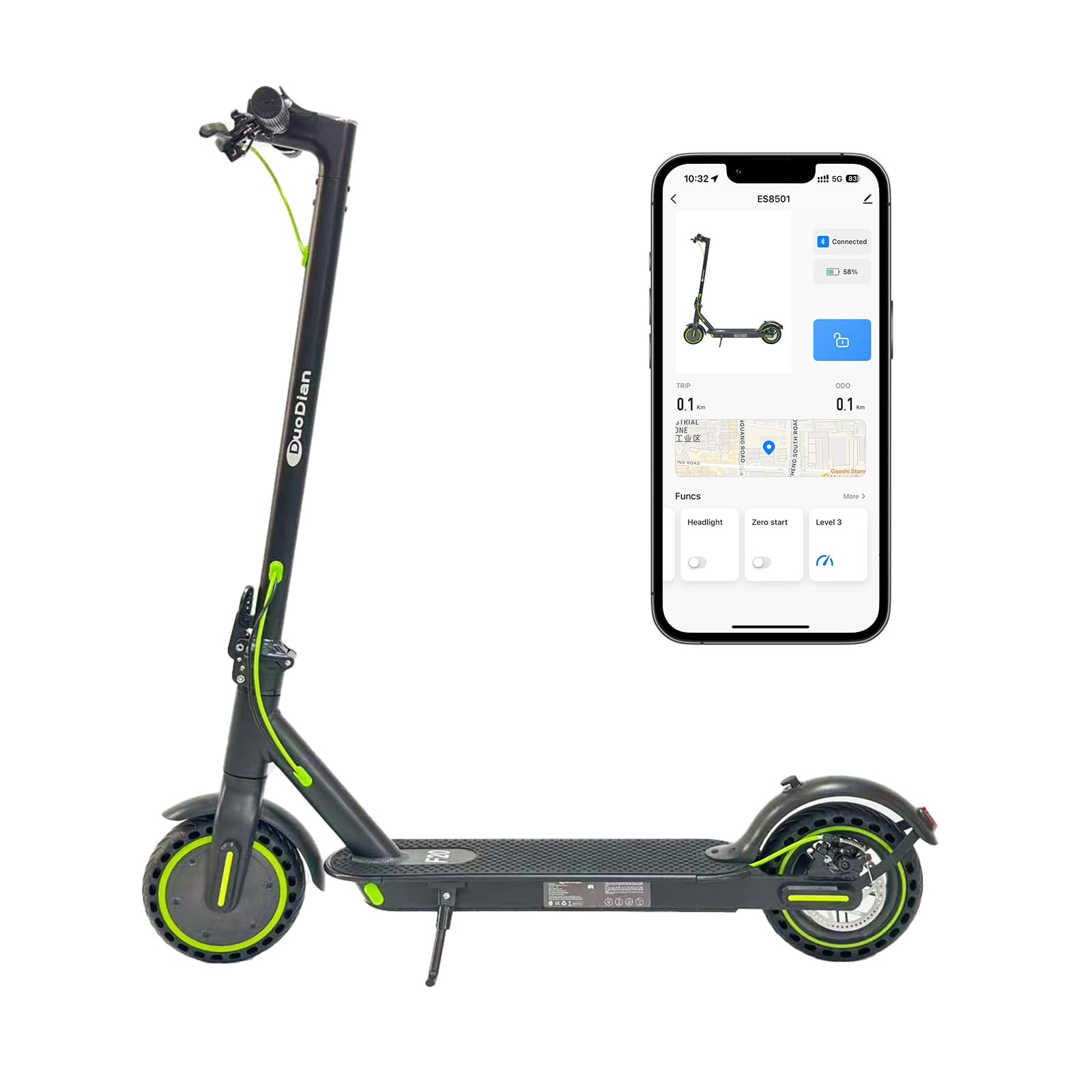 Electric Scooter for Adults, Folding E Scooter with 350W/500W Motor 15Mph/19 Mph Top Speed 15/21 Miles Long Range, 8.5'' Solid Tires Commuting Motorized Kick Scooters (Green-19MPH 21 Miles Range)