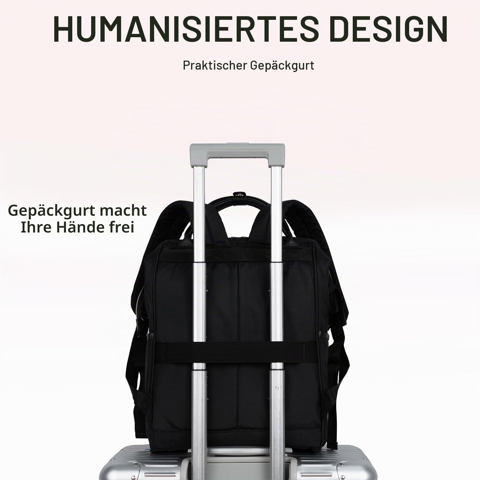 KROSER Laptop-Rucksack Damen 17 Zoll Business Reiserucksack Wasserdicht mit Hartgeschältem Sicherheitsraum Tasche für Männer/Frauen, Schwarz Gesteppt