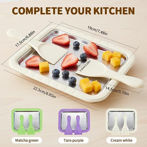 Miniatura 5 de At-Home - Kit de helados enrollados, placa de congelación instantánea con 2 raspadores, bandeja de helado enrollada casera, yogur, sorbete,