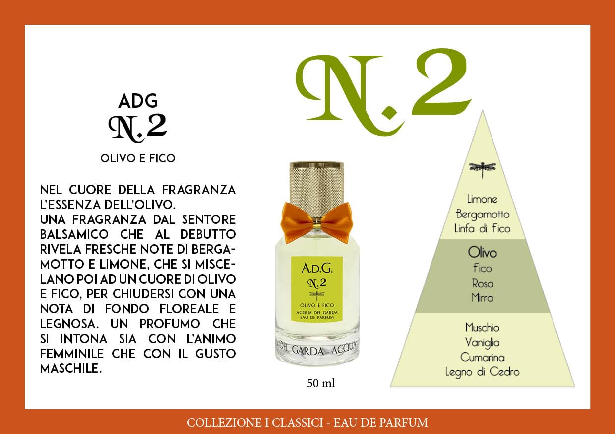Acqua del Garda ADG N.2 Olivo e Fico Eau de Parfum 50 ml – Profumo Unisex Fresco e Naturale – Fragranza al Fico e Note Verdi Ispirata al Lago di Garda – Made in Italy