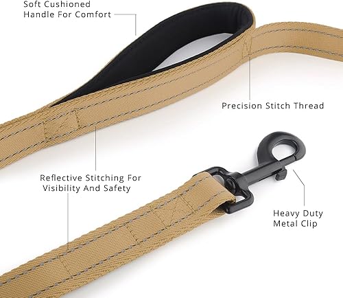 Miniatura 9 de Plutus Pet Correa para perro de 6 pies de largo, acolchada con 2 asas, resistente, correa de entrenamiento reflectante para perros medianos y