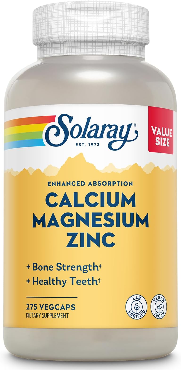 Calcium Magnesium Zinc Supplement - with Calcium 1000mg, Magnesium 500mg - Bone Health, Muscle Function, Heart Health and Immune Support - Vegan, 60 Day Guarantee, 68 Servings, 275 VegCaps
