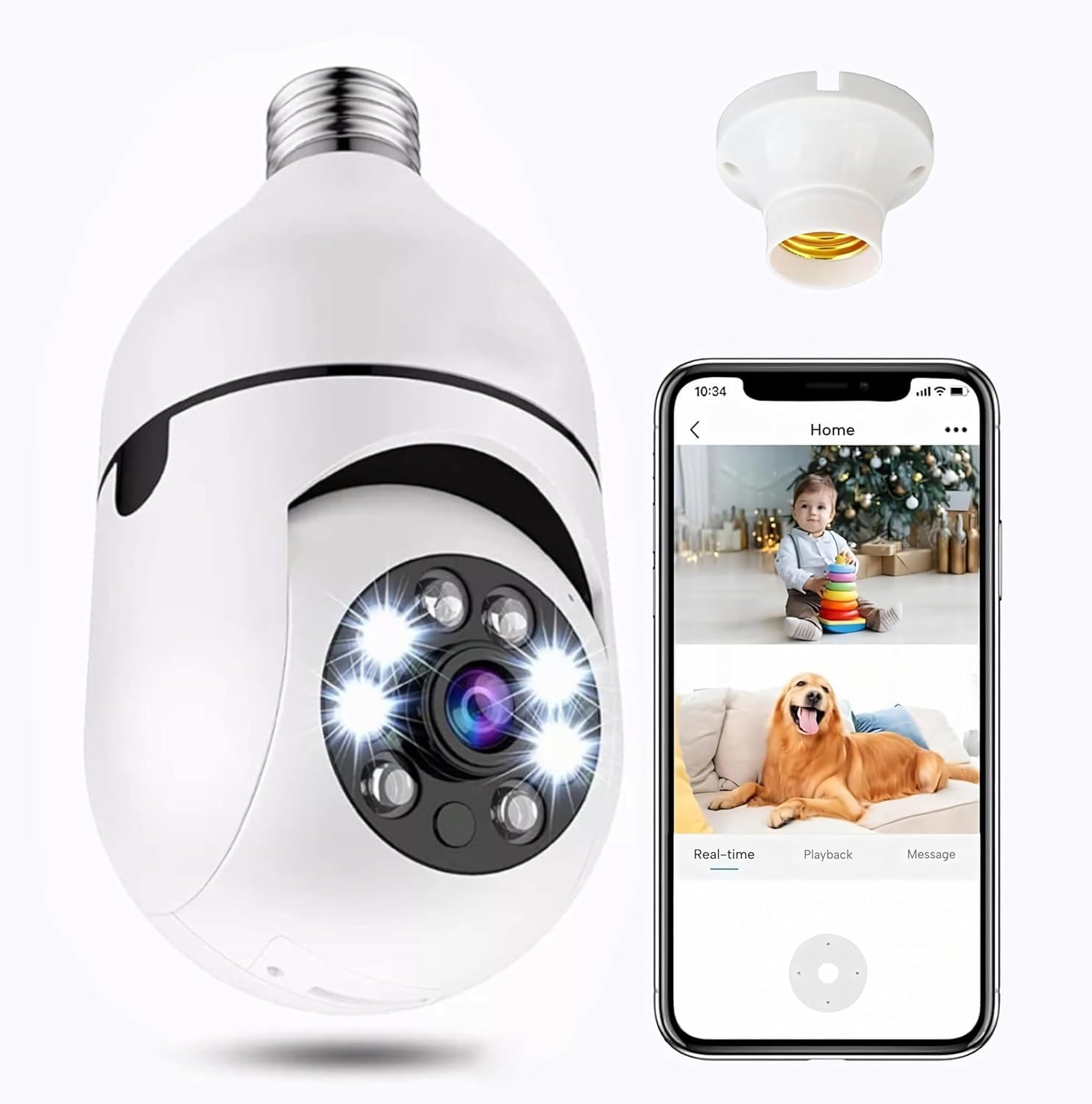 CAMLEIGH Wireless Home Surveillance Cameras | Motion Detection | Two-Way Audio | Night Vision | Light Bulb Security Camera | Home WiFi 360 Degree Pan/Tilt Panoramic IP Camera-image-27