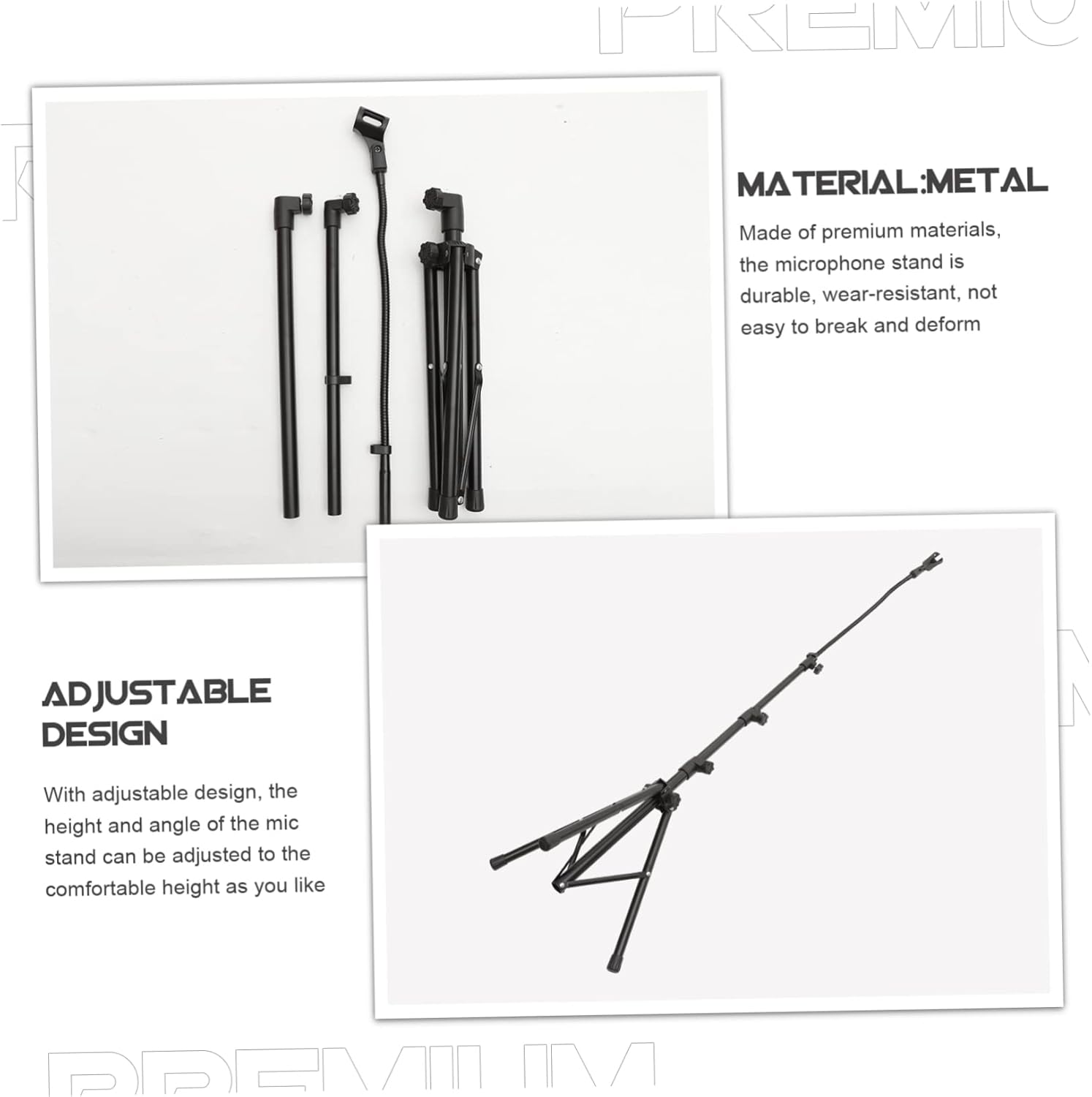 Hemoton Tripod Mic Stand Boom Arm Stage Microphone Bracket for Recording Broadcasting