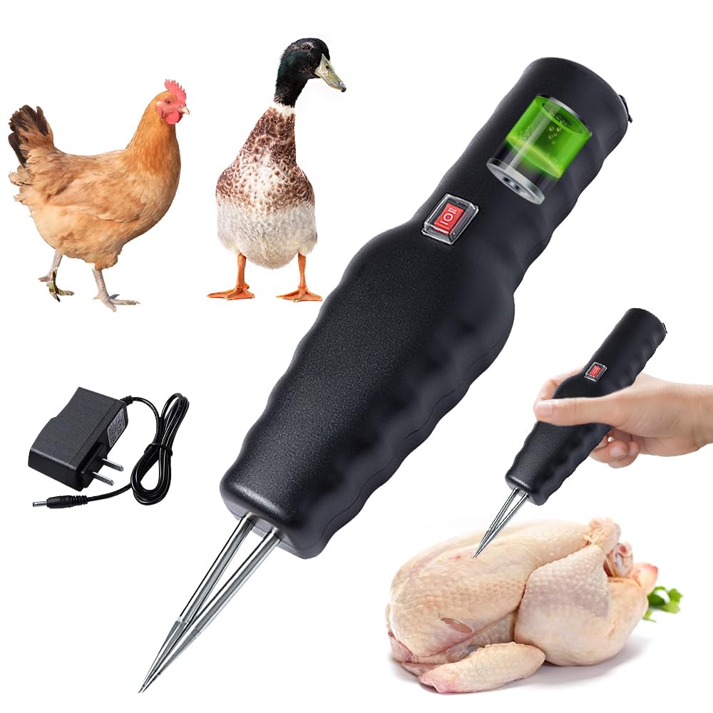 mizikuu Máquina Desplumadora de Pollos de Mano, Portátil Desplumadora Eléctrica de Plumas Eficiente con Interruptor Impermeable Depenador de Aves de Corral, Pato y Ganso, Negro