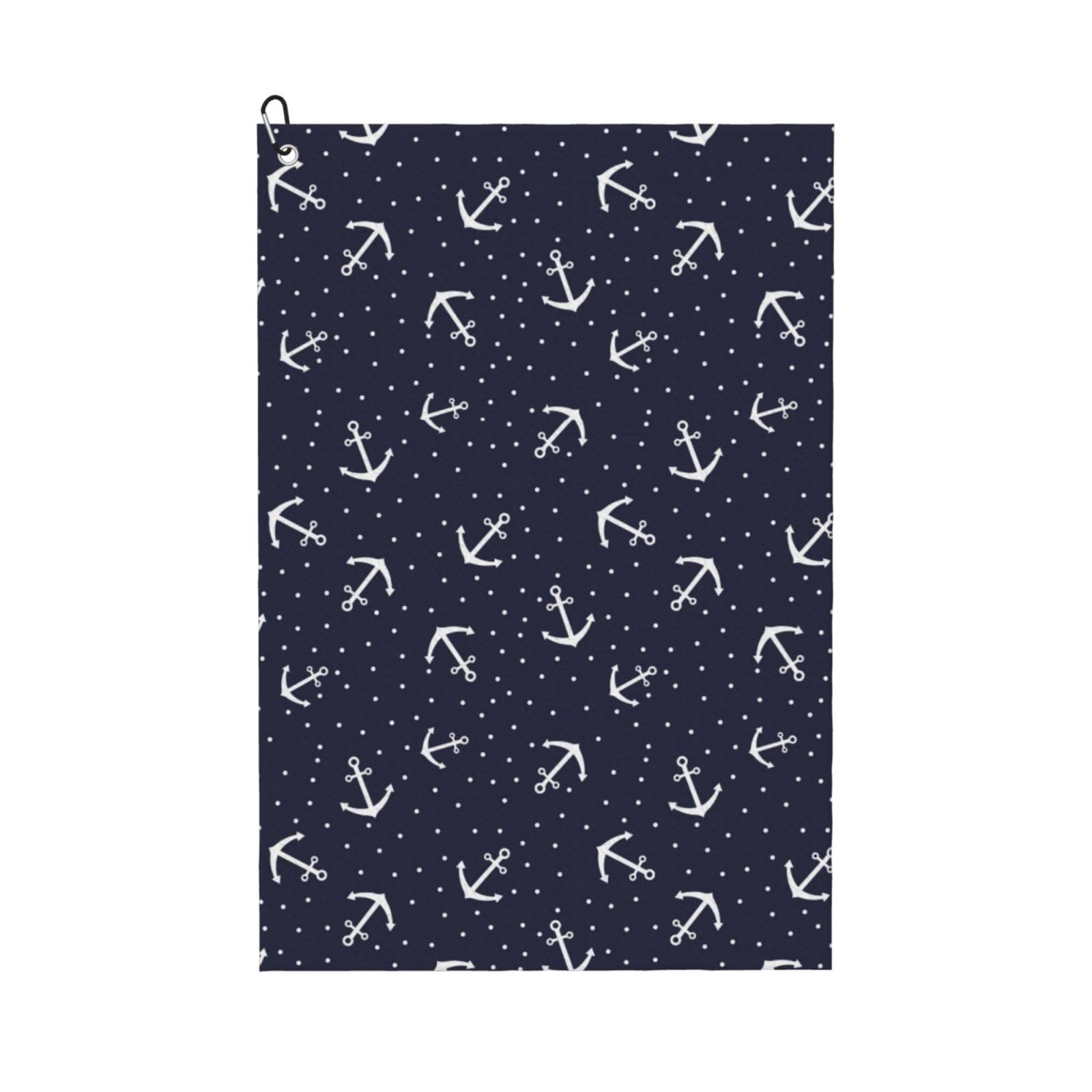 AOOEDM Anchors Print Golf Towel with Carabiner Clip Absorbent Microfiber Golf Towel for Cleaning Golf Ball Club Putter Iron for Golf Bag Trolly Belt Loop 16" X 24"