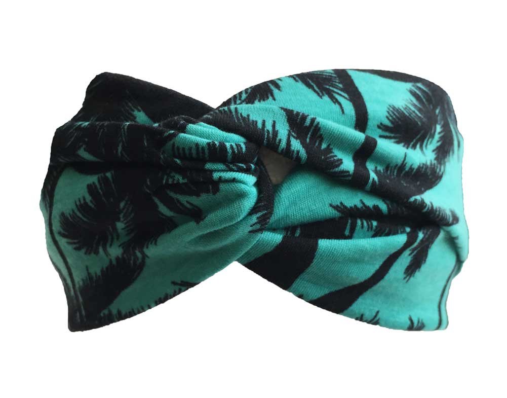 aesthetinc One Palm Tree Twist Headband Headwrap Hawaii Print Polyester (Teal)-picture-13