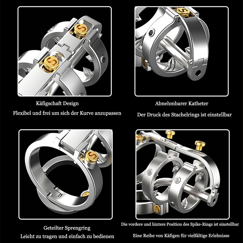 2023 Neu Edelstahl Peniskäfig Keuschheitskäfig Atmungsaktiver Chastity Cage BDSM Keuschheitsgürtel Penis Käfig Bondage Keuschheit Sexspielzeug für Männer Guspiun (50mm)