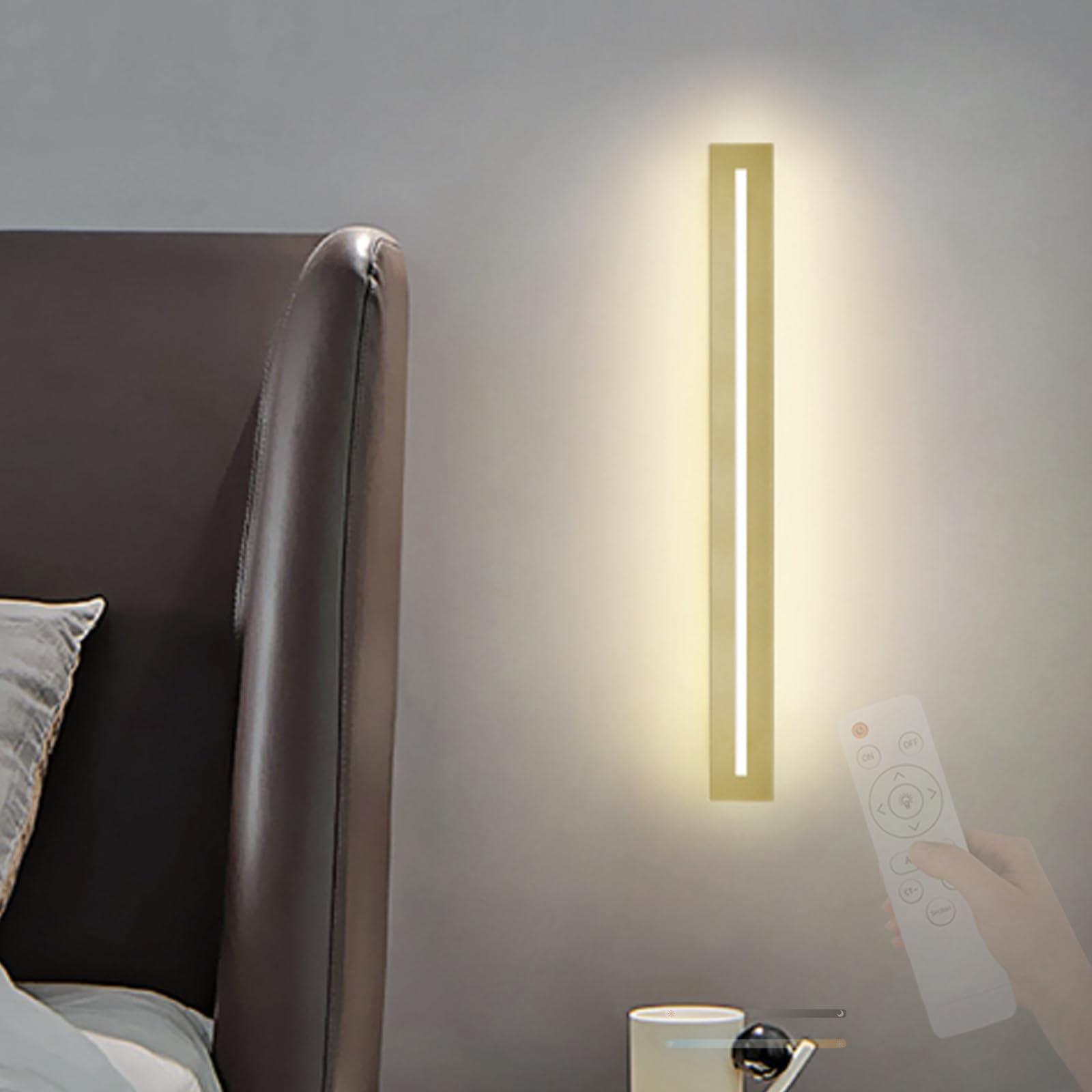 Luz de pared LED regulable de 40cm en color oro con mando 8