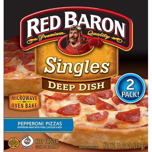 Red Baron Deep Dish Singles Pepperoni Pizza, 11.2 Ounce -- 12 per case.