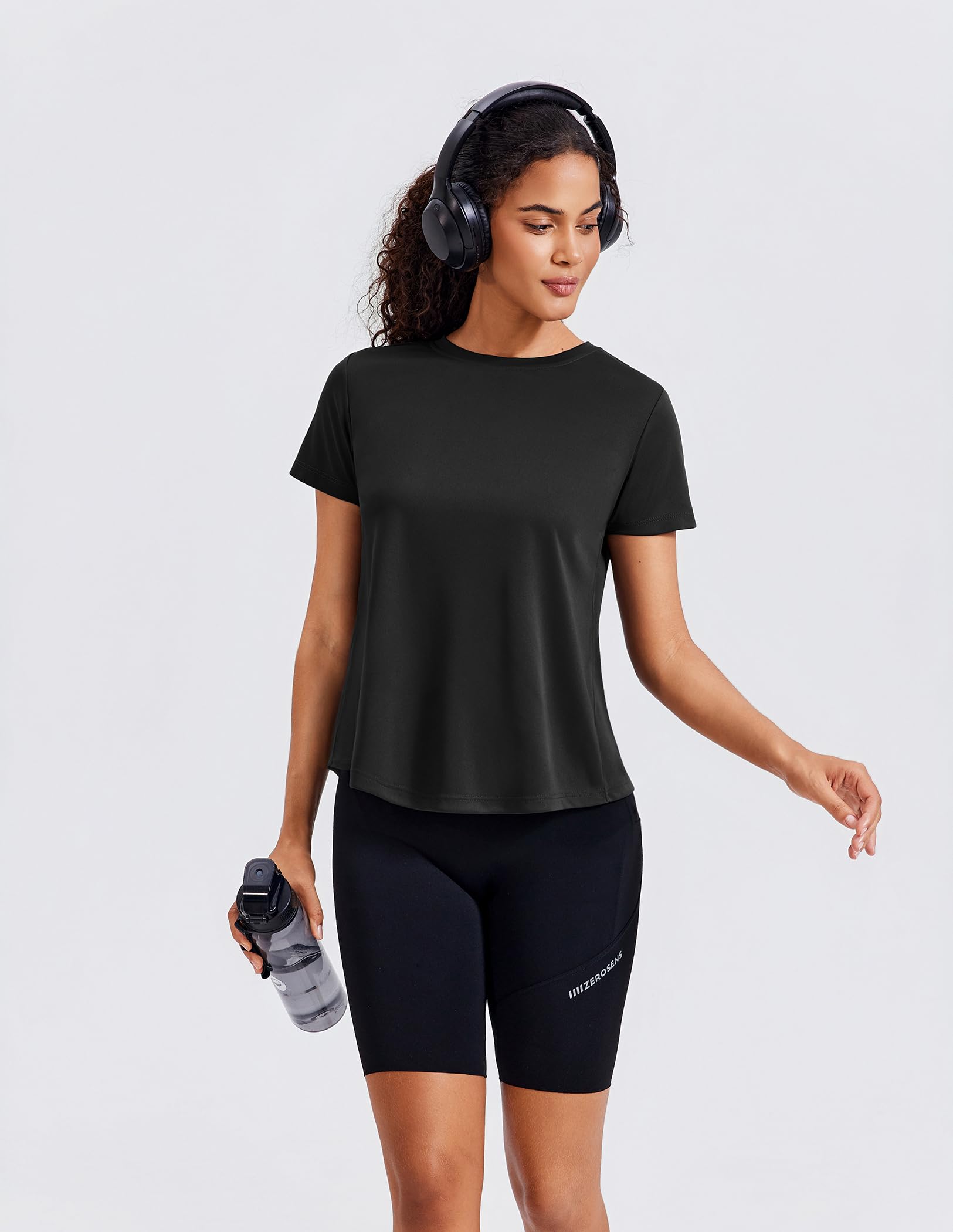 PINSPARK Camiseta Deportiva De Mujer De Manga Corta para Fitness y Deporte con Protección Solar UPF 50+ Ligera Ideal para Yoga con Secado Rápido Camiseta De Tenis Camiseta Funcional para Gimnasio