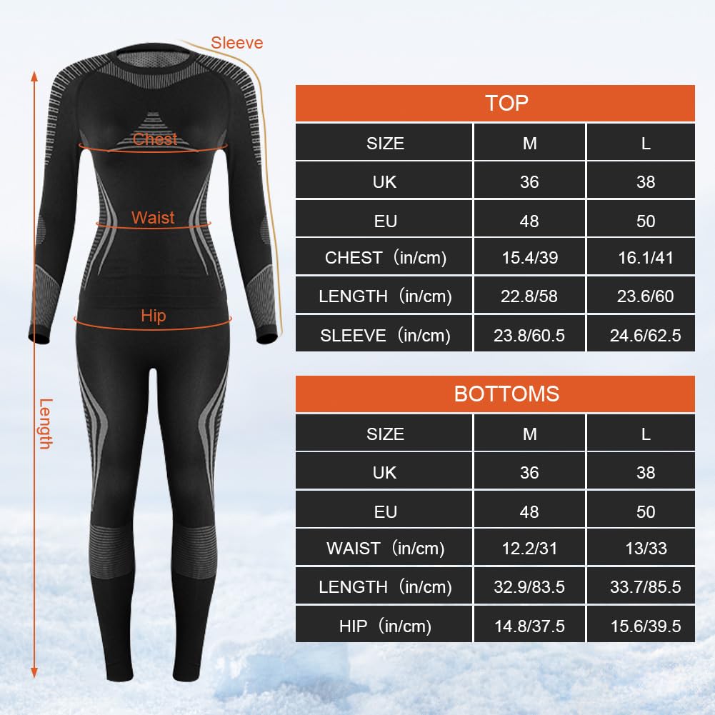 HOTUT Ropa Interior Térmica para Mujer, Conjunto de Ropa Interior Termica Mujer Invierno, Esquí Deportes Conjuntos Térmicos, Conjunto de Ropa Interior térmica Suave Invierno Otoño para Fitness-L