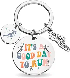 Presentes de atletismo para corredores, mulheres, homens, maratonas, essenciais para corrida cross country, acessórios personalizados It Is a Good Day To Run, chaveiro