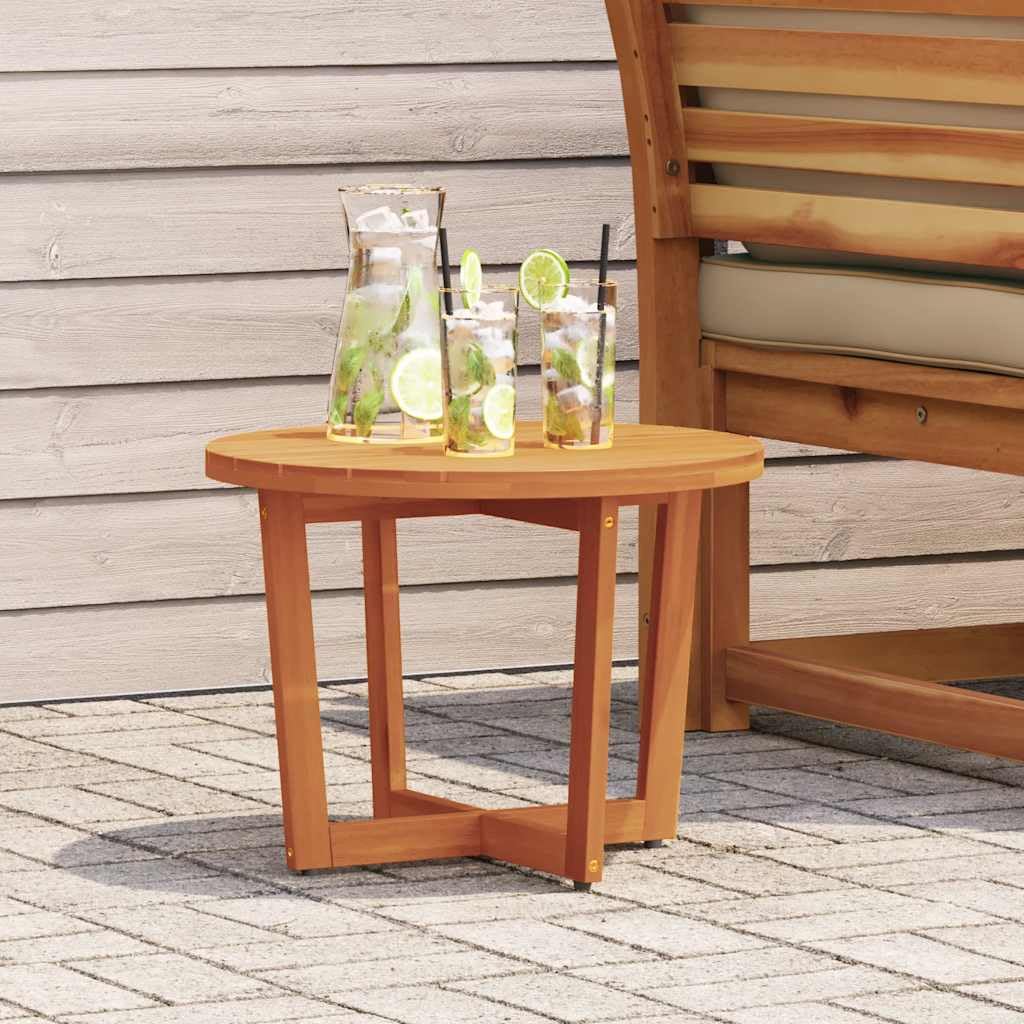 Table d'appoint de jardin ronde Ø55cm en bois d'acacia massif pour terrasse et balcon
