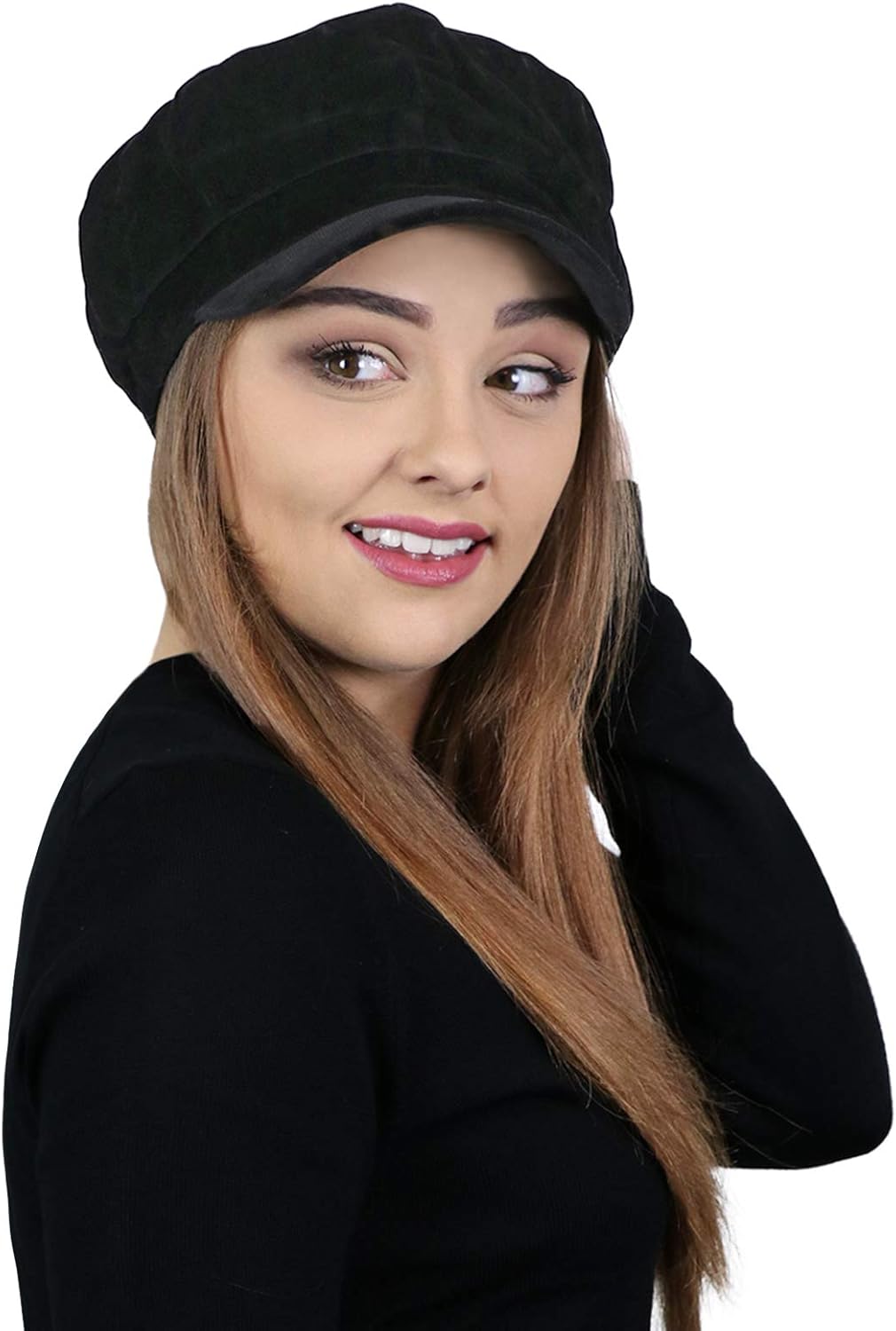 Hats Scarves & More Black Velvet Newsboy Hat Chemo Headwear Cancer Cap Cabbie Ladies Head Coverings