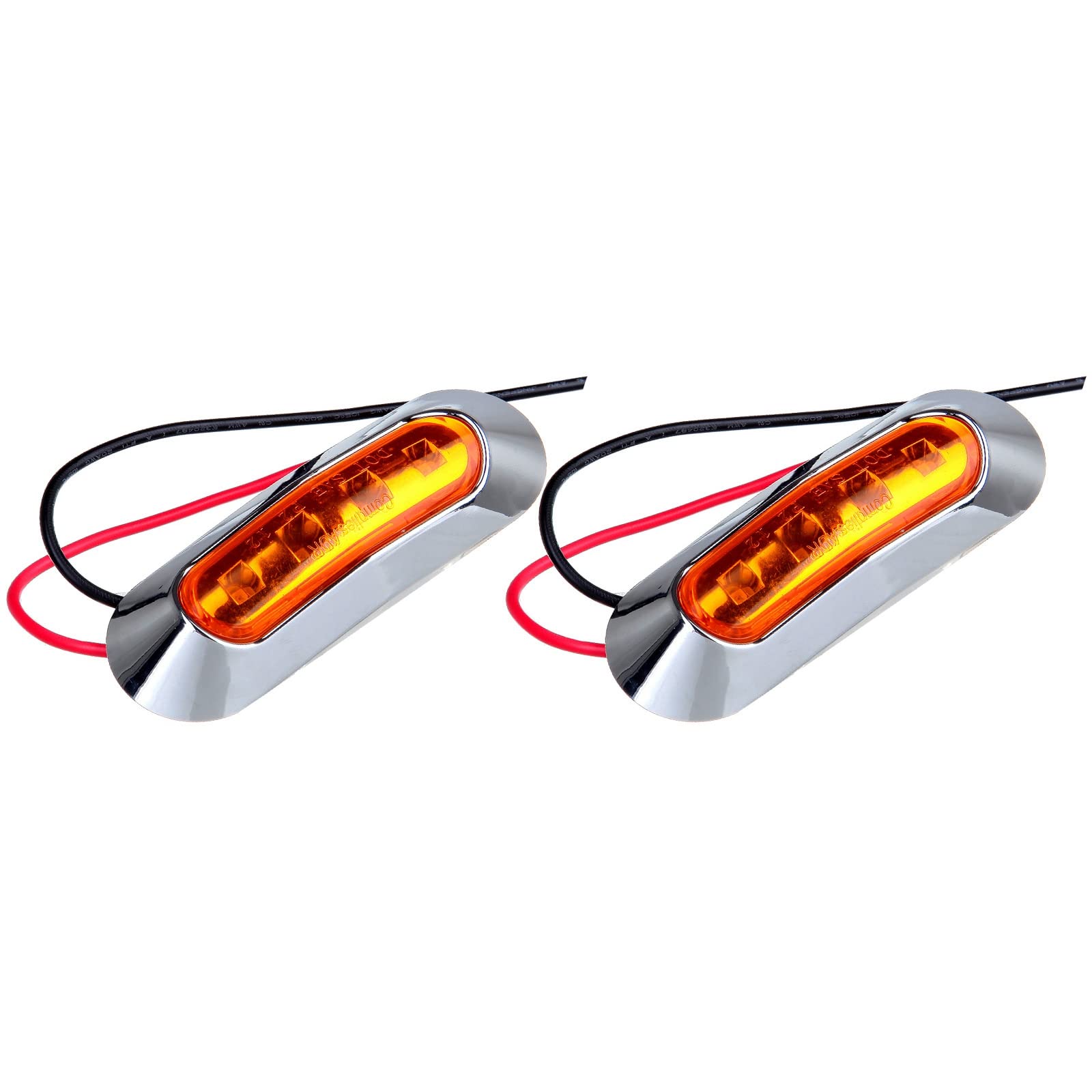 CCIYU 2pcs 4 LED Universal Amber Sealed Side Marker Light Rectangle Waterproof Trailer Side Lamp Automotive Boat Clearance Indicator Lights
