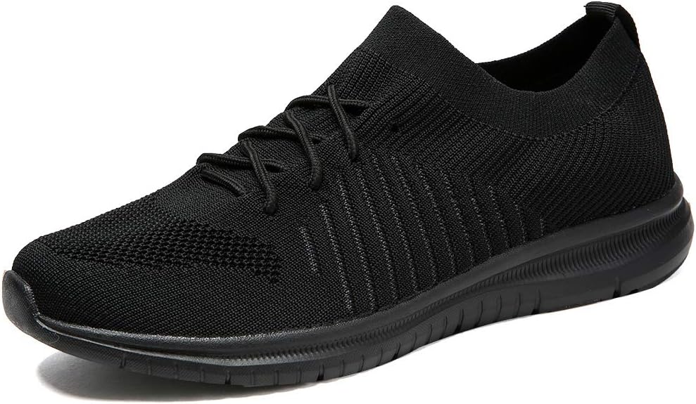 QIUYIXI Men's Slip On Walking Shoes Lightweight Causual Running Sneakers All Black 8