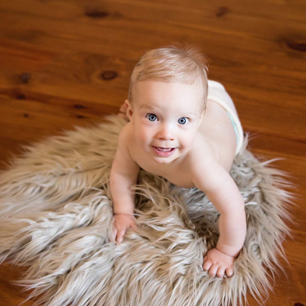 D&J DON&JUDY Faux Fur Blanket Baby Shower Photo Props Photography Decor Backdrop Round 23.6 inch (Smokey Grey)