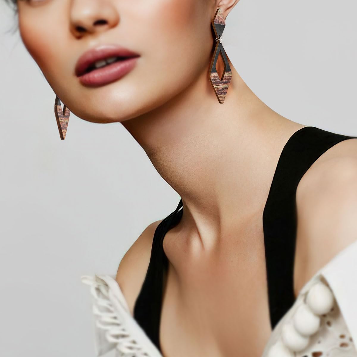 Pendientes Mujer de Ópalo Plata 925 Colgantes Geométricos con Diamantes