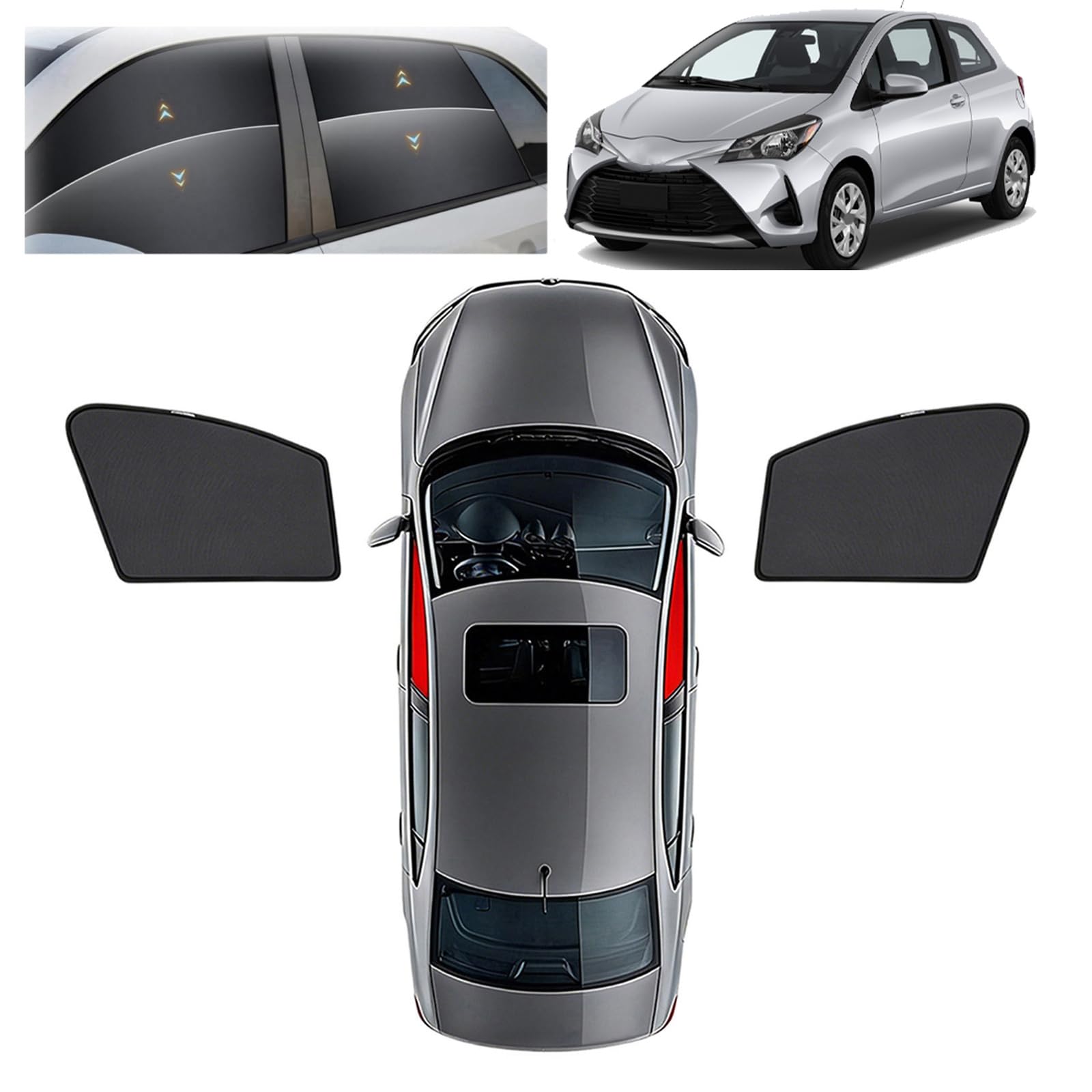 Tendine Parasole Auto per Toyota Yaris 2013-2019 | Magnetica Tendine Oscuranti Auto,Protezione dai Raggi UV,Protezione Privacy,Per Spostamenti Quotidiani Viaggi Campeggio
