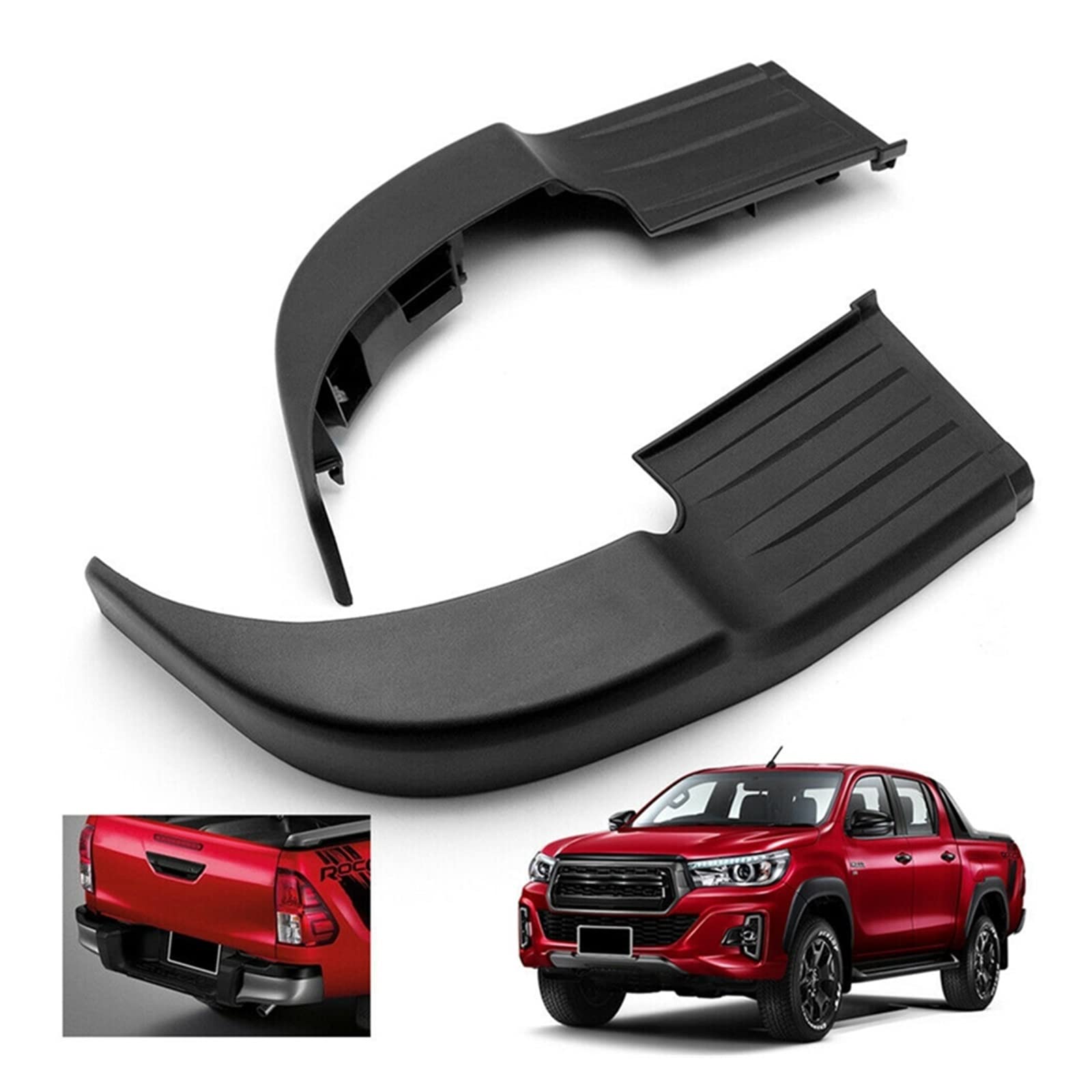 Estribo Paragolpes Trasero Negro Compatible con Toyota Hilux Revo Rocco 2015-2019