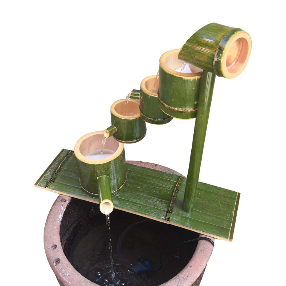 Bamboo Fountain Water Feature Bamboo Fountain Decor Water Spout with Pump Sculptures Statues Arts Crafts Artwork for Garden Decoration Waterfall Outdoor Japanese Feature,60cm,