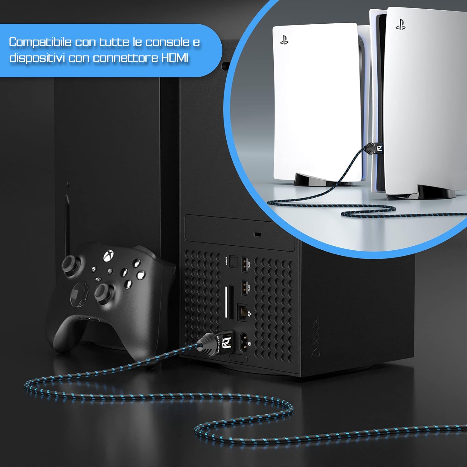 Ultra HDTV Cavo HDMI 8K - Cavo HDMI 2.1 ad altissima velocità da 1,5 m (48 Gbps) per 8K@60Hz e 4K@120Hz - Certificato Premium - Predisposto per PS5 e Xbox Series X…